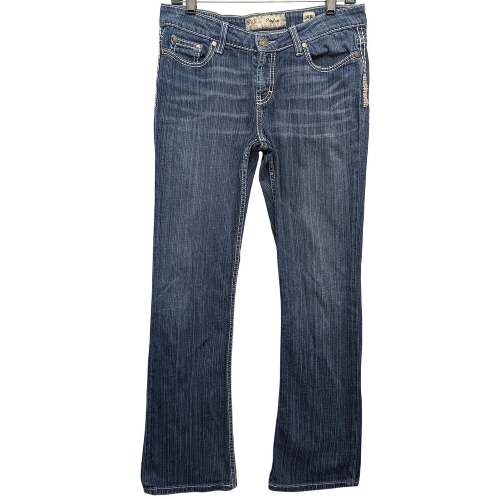 BKE Payton Bootcut Jeans Womens 29R Blue Thick Stitch Mid Rise Denim